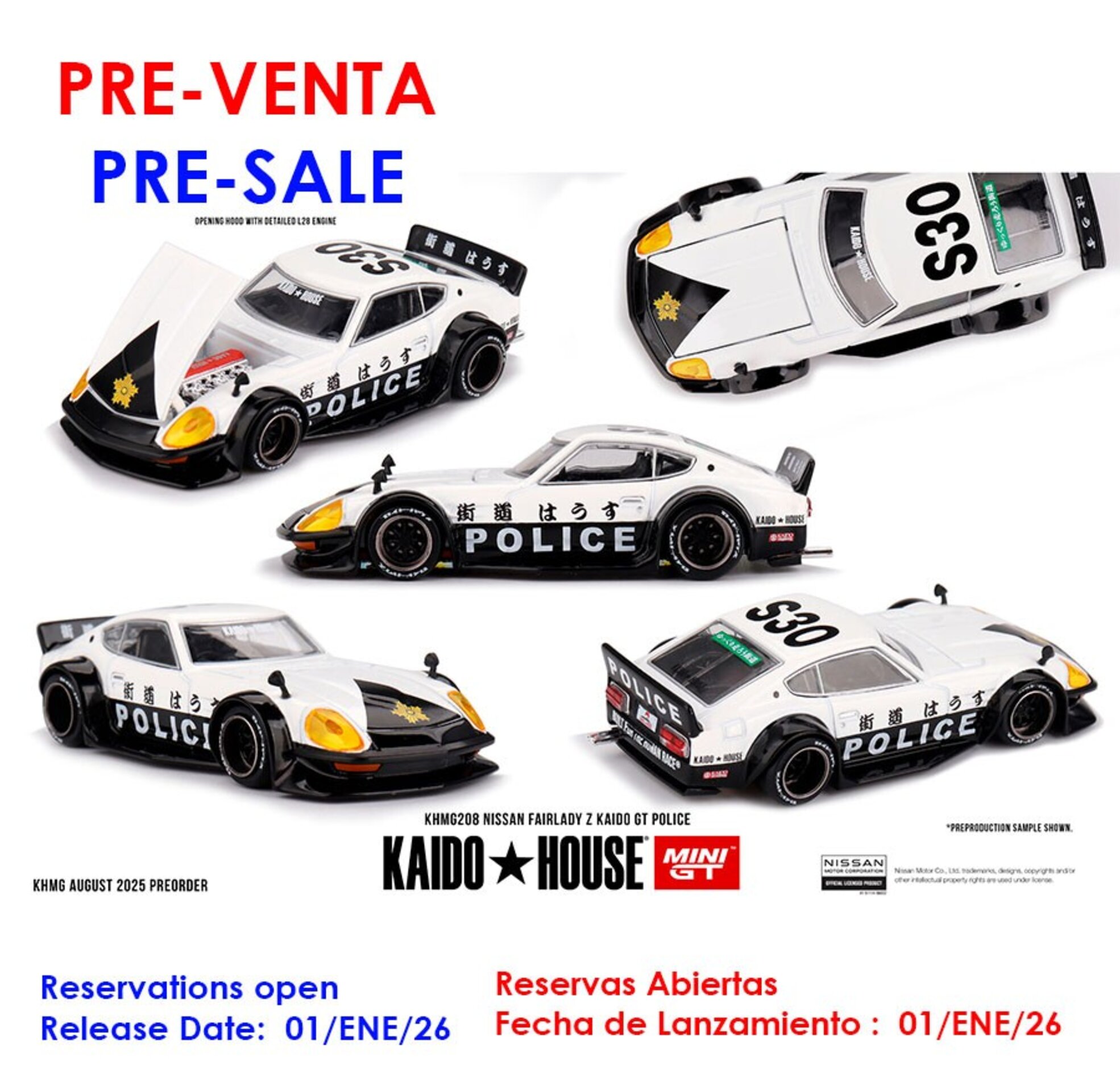Mini GT 1:64 Nissan Fairlady Z Kaido GT Police 1978 – Kaido House ( PRE VENTA ) - 1