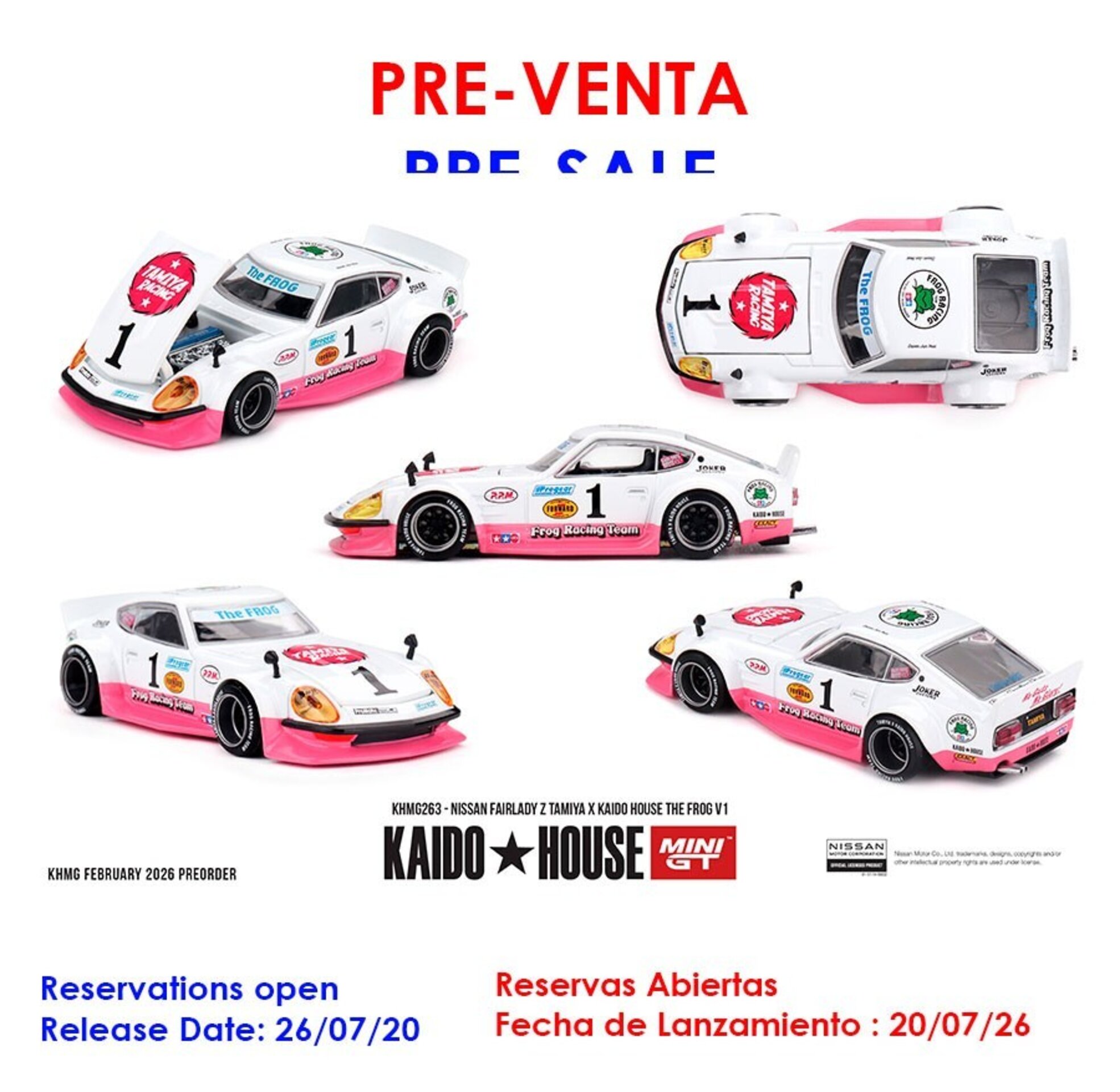 (PRE VENTA)1:64 NISSAN FAIRLADY Z TAMIYA THE FROG 1969  – Kaido House × Mini GT - 1