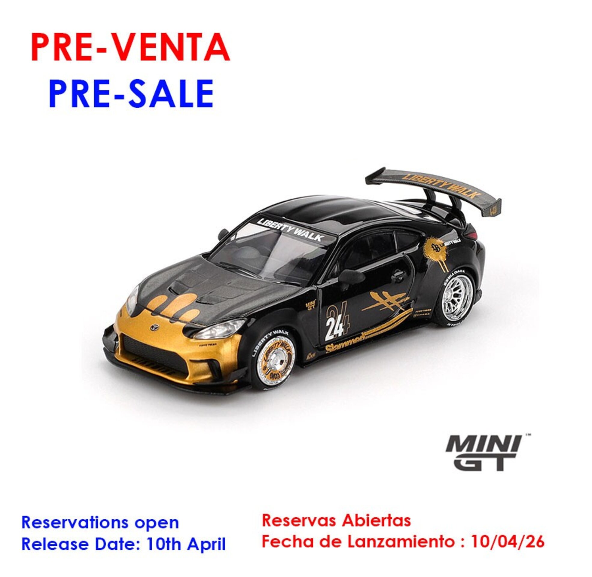 (PRE VENTA) 1:64 Toyota GR Supra LB-Nation Black & Gold 2025 – Mini GT - 1