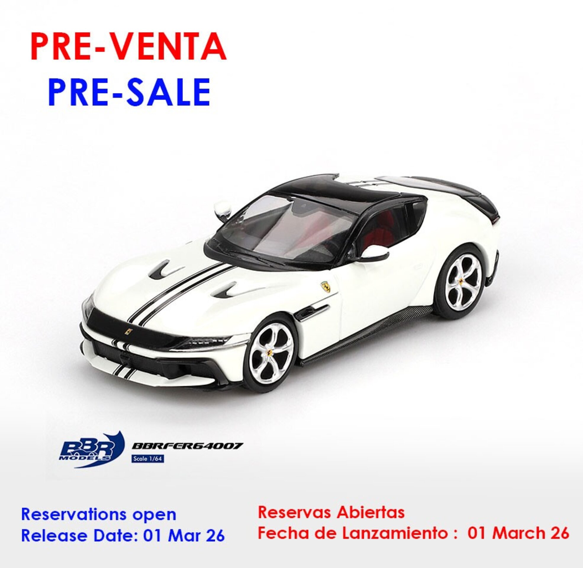 (PRE VENTA) 11:64 FERRARI 12 CILINDRI BIANCO AVUS 2024 BBR MODELS - 1
