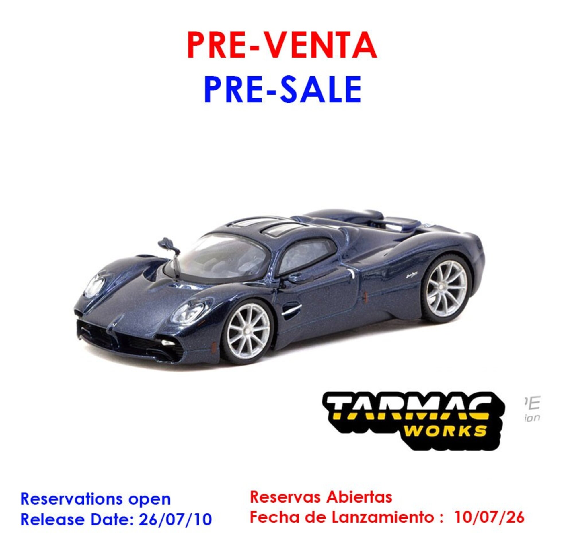 (PRE VENTA) 1:64 PAGANI UTOPIA BLUE METALLIC 2022 TARMAC WORKS - 1
