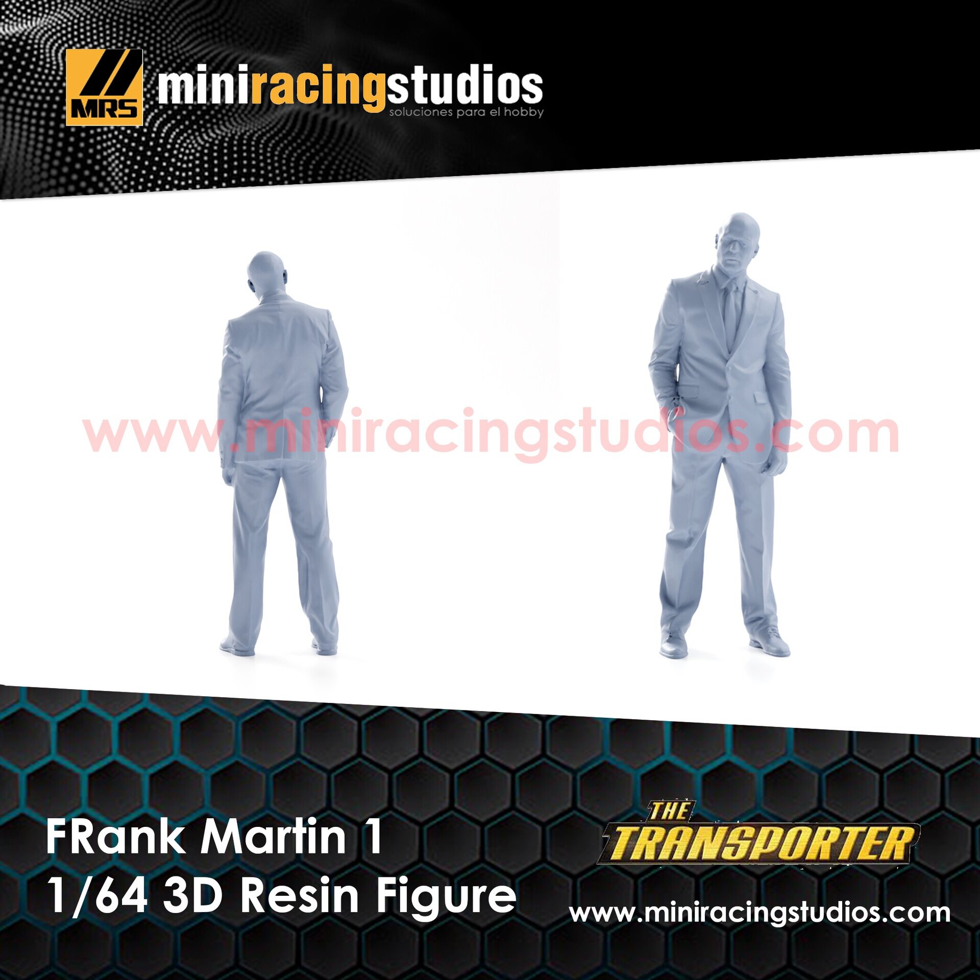 Figura Frank Martin Transporter 1/64 en Resina sin Pintar | MiniRacing64 - 1
