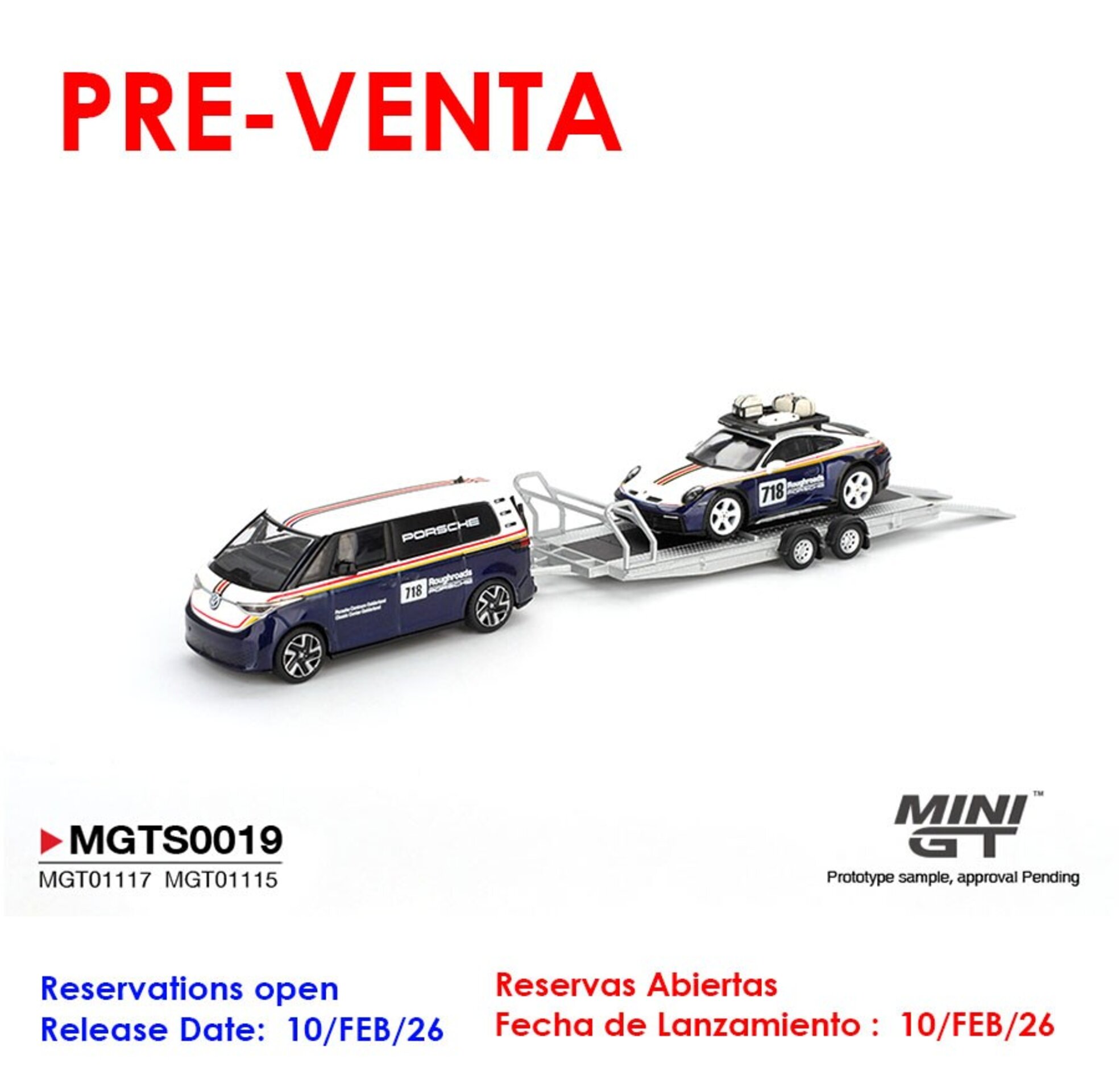 (PRE VENTA) Mini GT 1:64 Set Porsche 911 Dakar #718 + Volkswagen ID.Buzz Roughro - 1