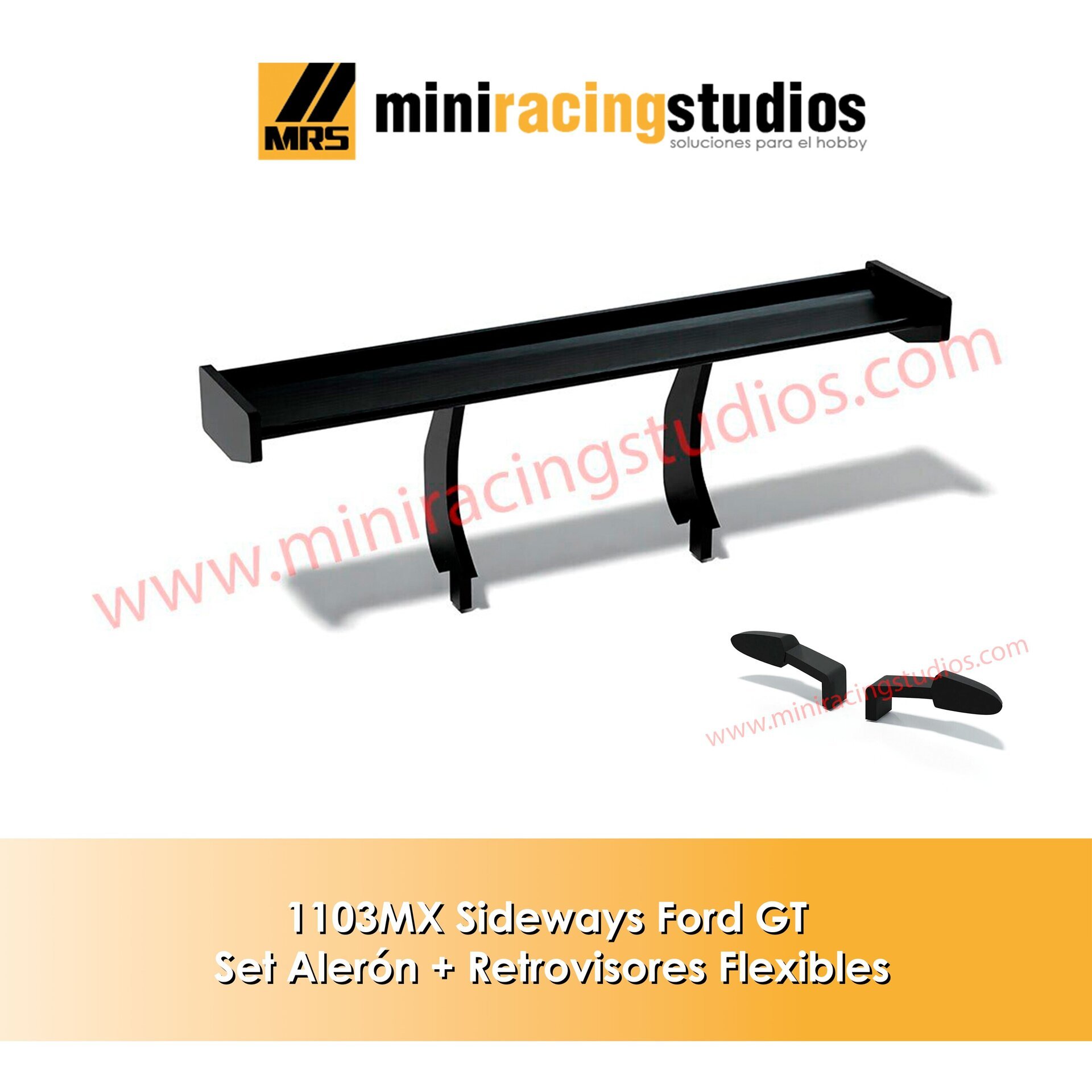 Set Alerón + Retros  para el Ford GT de Sideways (Flex o Bicomponente) - 2