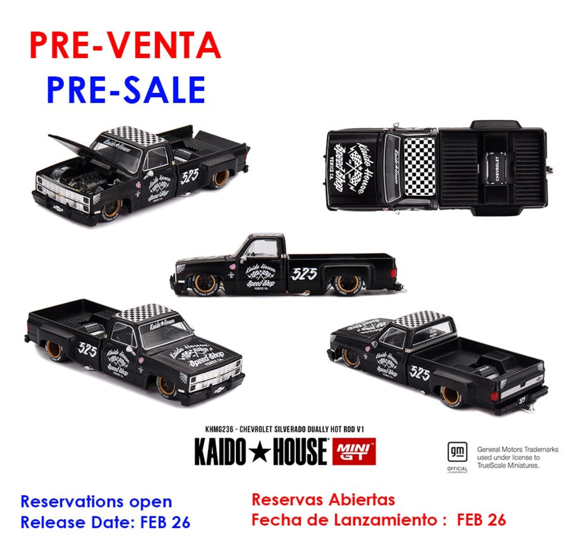 (PRE VENTA) 1:64 Chevrolet Silverado Dually Hot Rod V1 – Kaido House × Mini GT - 1
