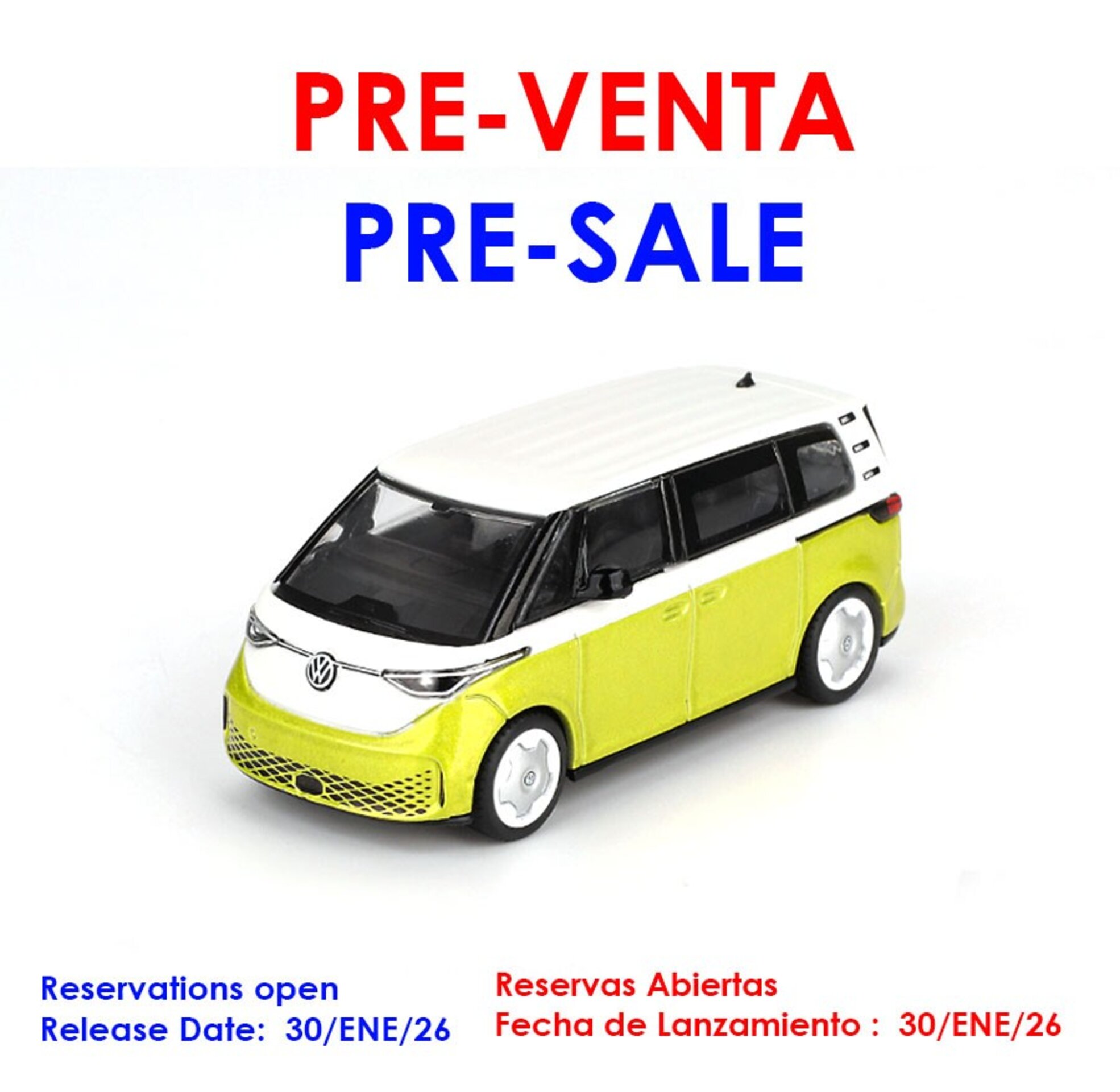 (PRE VENTA) VOLKSWAGEN ID.BUZZ CANDY WHITE - POMELO YELLOW 2023 – Mini GT 1:64 - 1