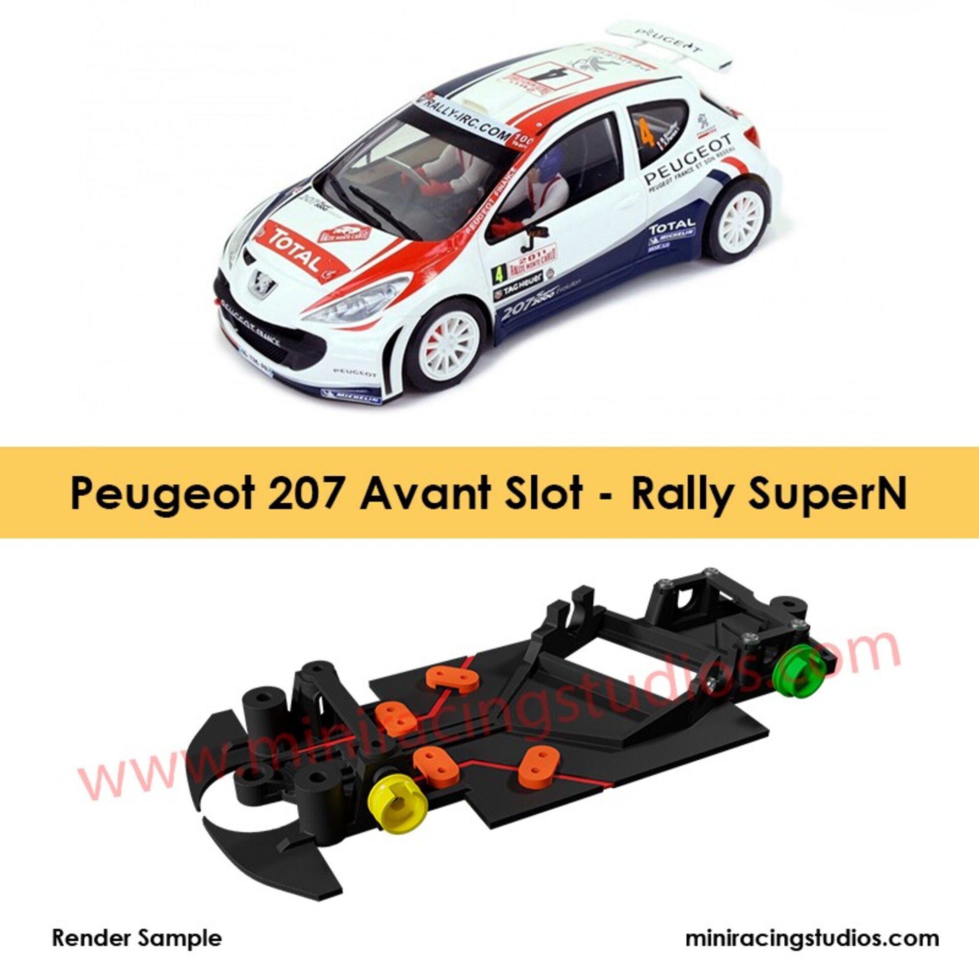 Chasis SN3D Peugeot 207  Avant Slot  Rally motor ángulo MULTIFLEX - 1