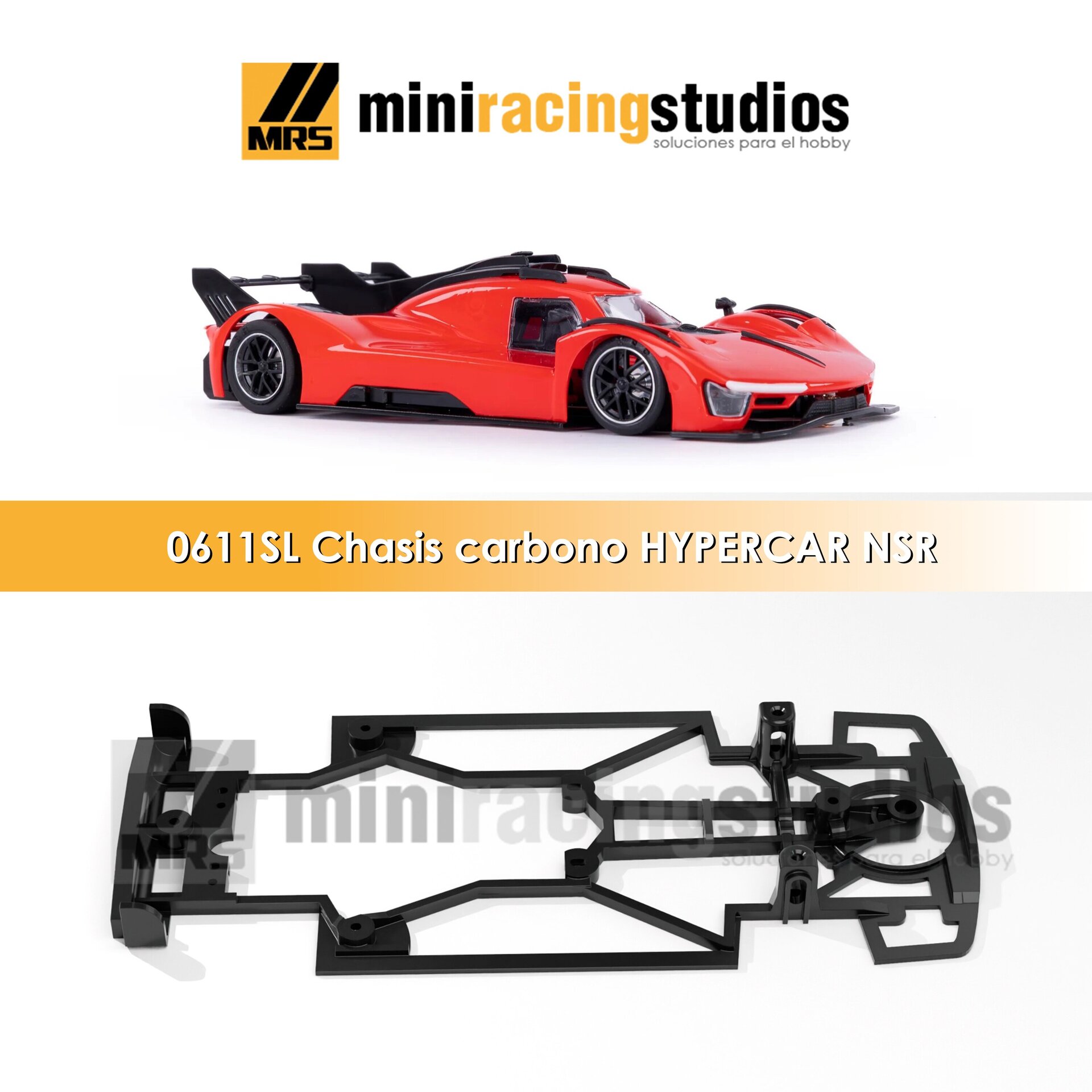 Chasis 3D Hypercar NSR – Composite Carbono – Soporte Slot.it - 1