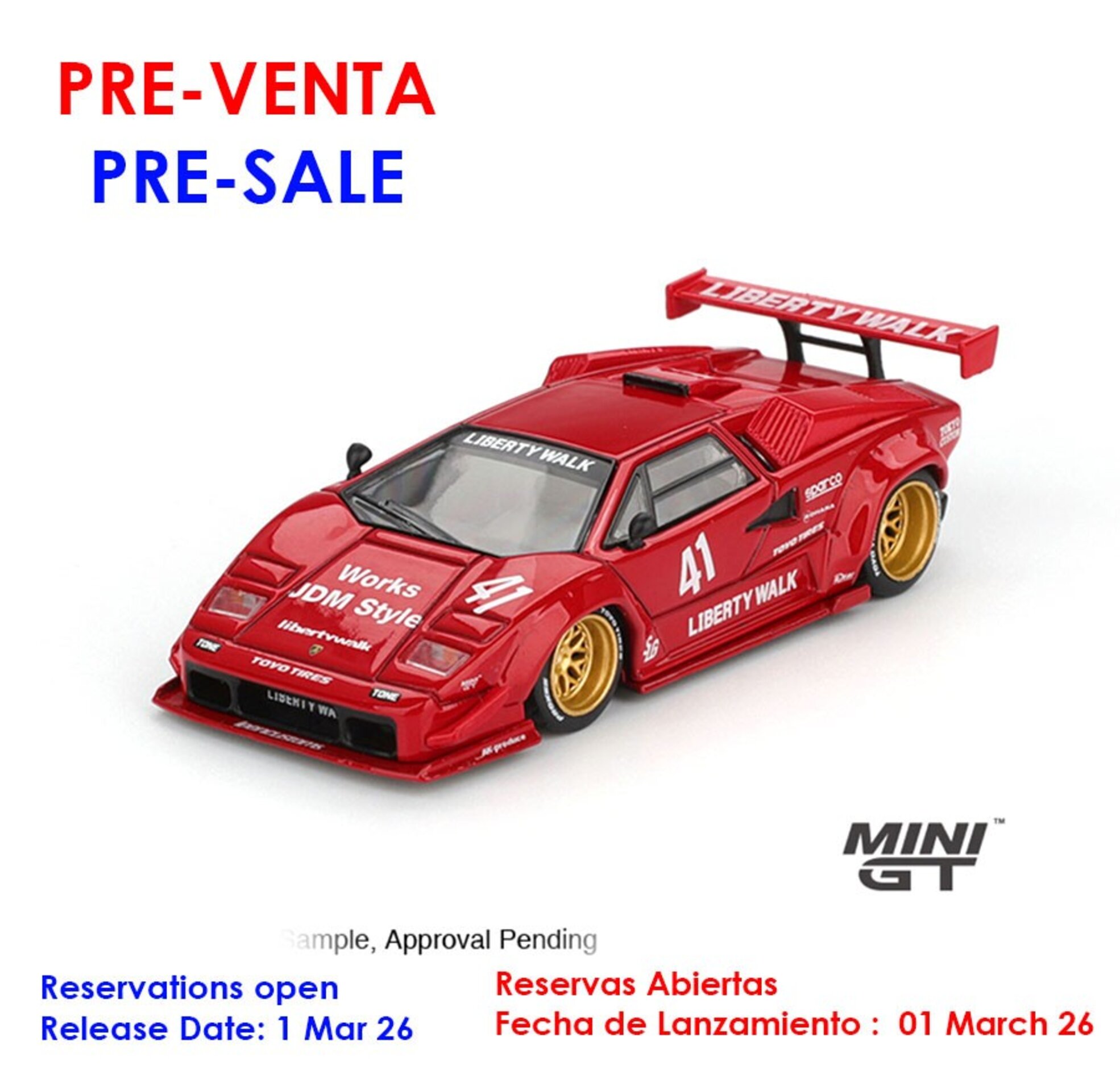 (PRE VENTA) 1:64 LAMBORGHINI COUNTACH LB-WORKS RED 2025 Mini GT - 1