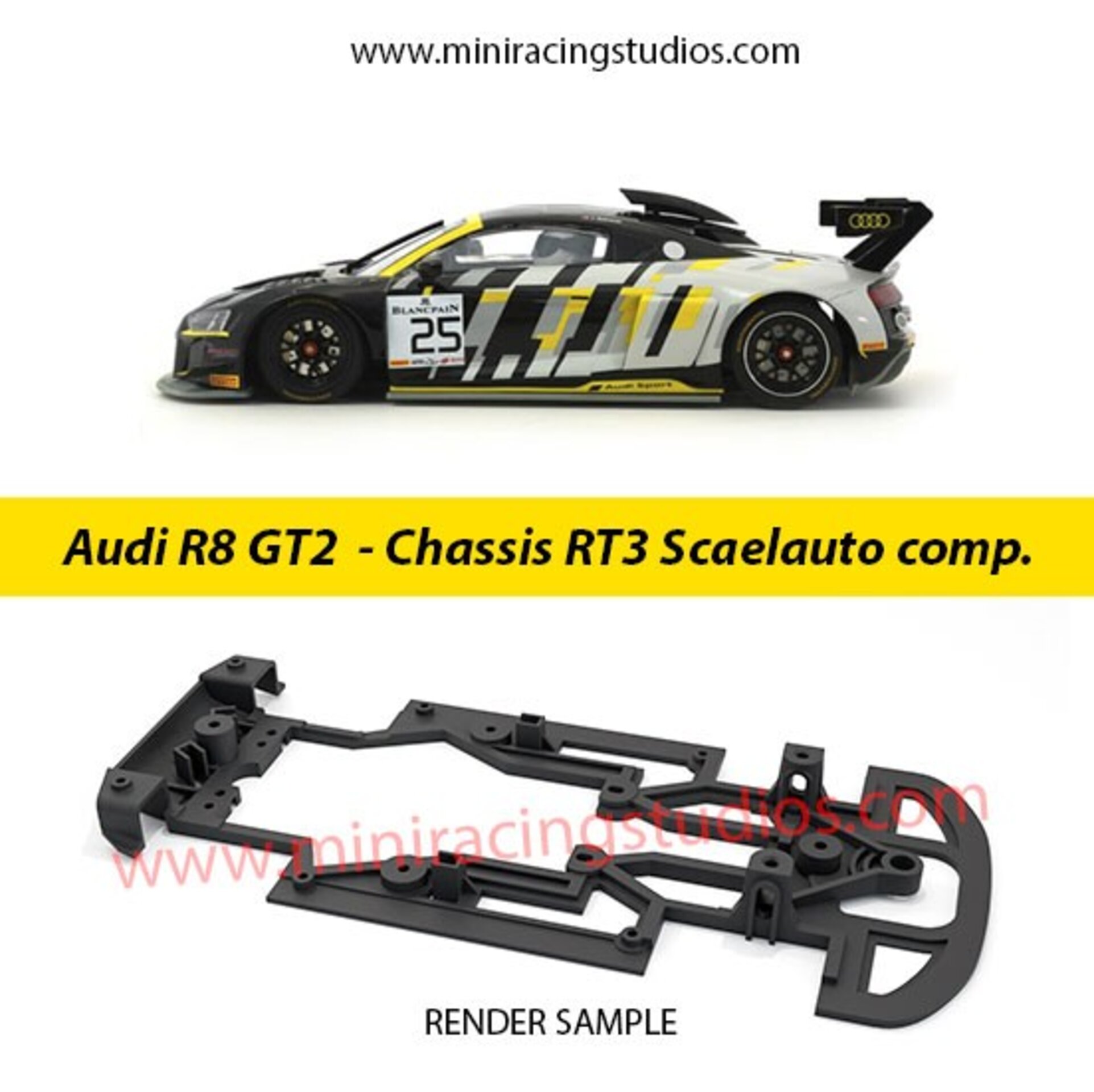 Chasis 3D Audi R8 GT Scaleauto – Composite Carbono – Slot.it / RT3 - 1