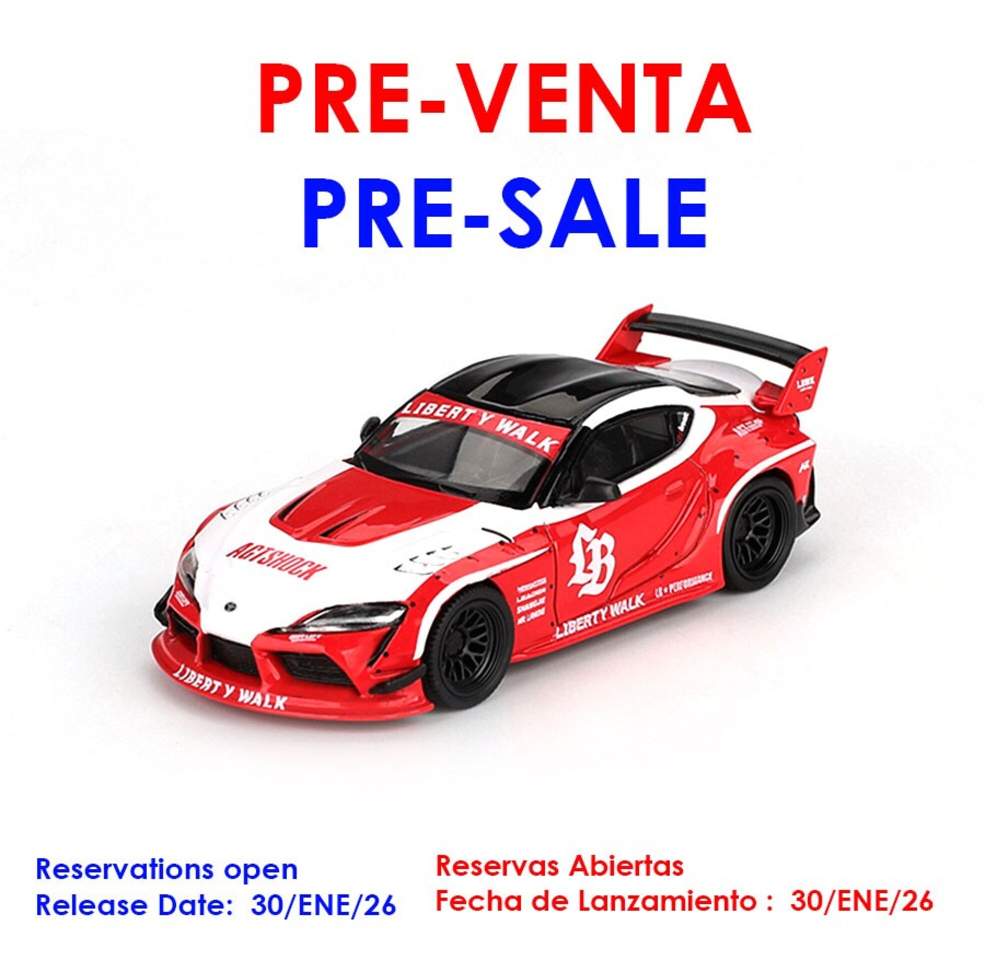 (PRE VENTA) TOYOTA GR SUPRA LB-WORKS RED/WHITE 2025 – Mini GT 1:64 - 1