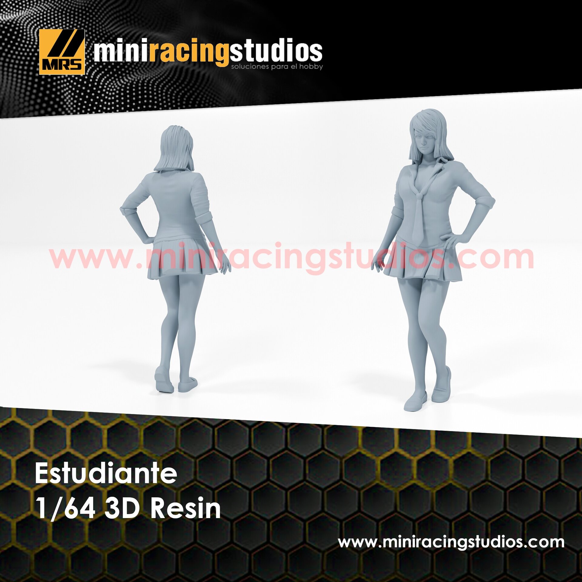 Figura Estudiante Femenina 1:64 sin pintar en Resina – MiniRacing64 - 1