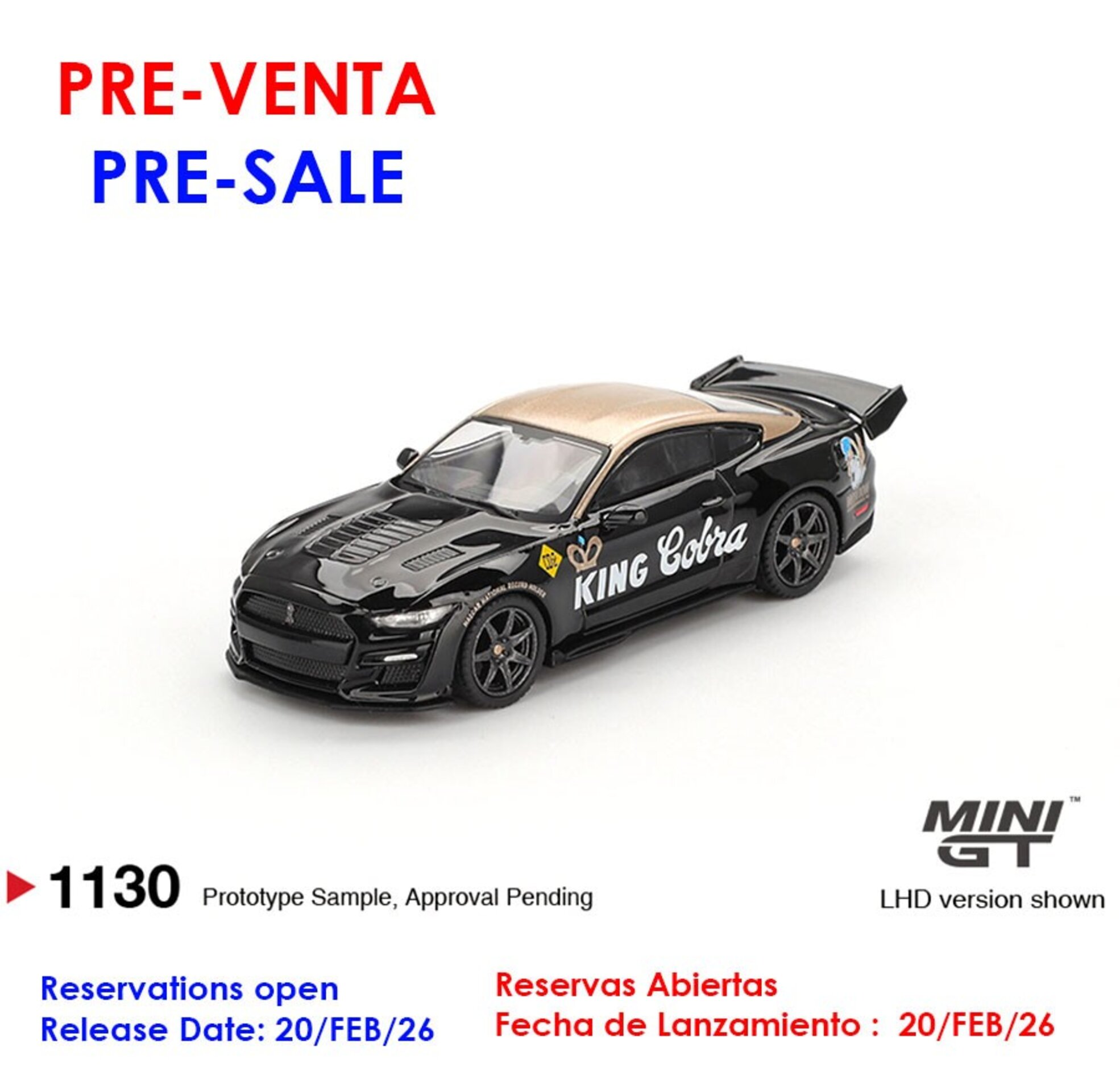 (PRE VENTA) Mini GT 1:64 SHELBY GT500 DRAGON SNAKECONCEPT BLACK & GOLD 2020 - 1