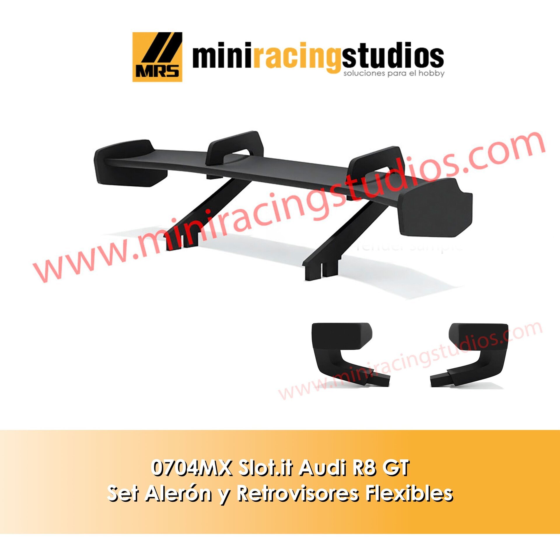 Set Alerón + Retros  para el Audi R8 GT3 de Slot.it (Flex o Bicomponente) - 2