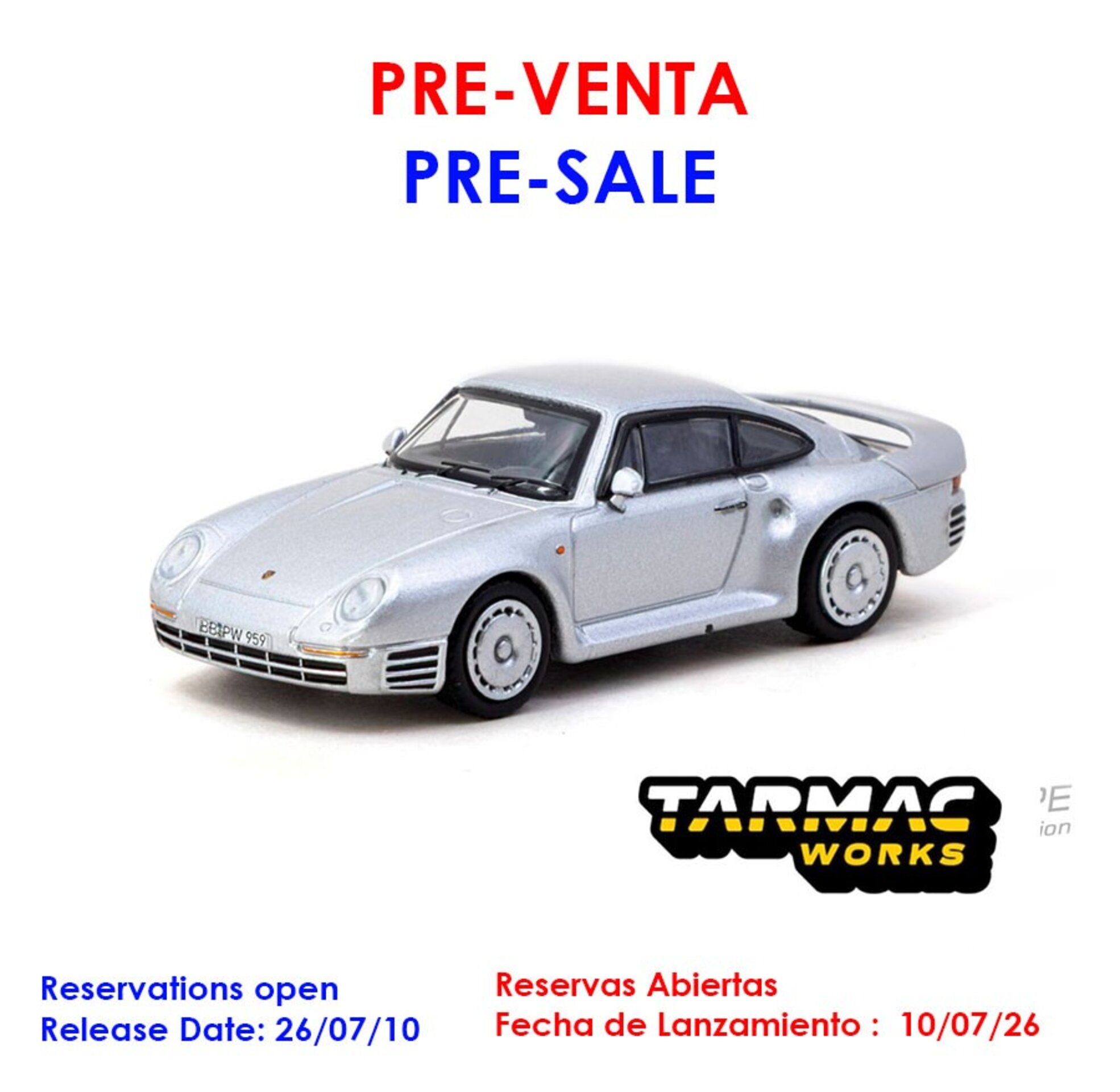 (PRE VENTA) 1:64 PORSCHE 959 SILVER 1989 TARMAC WORKS - 1