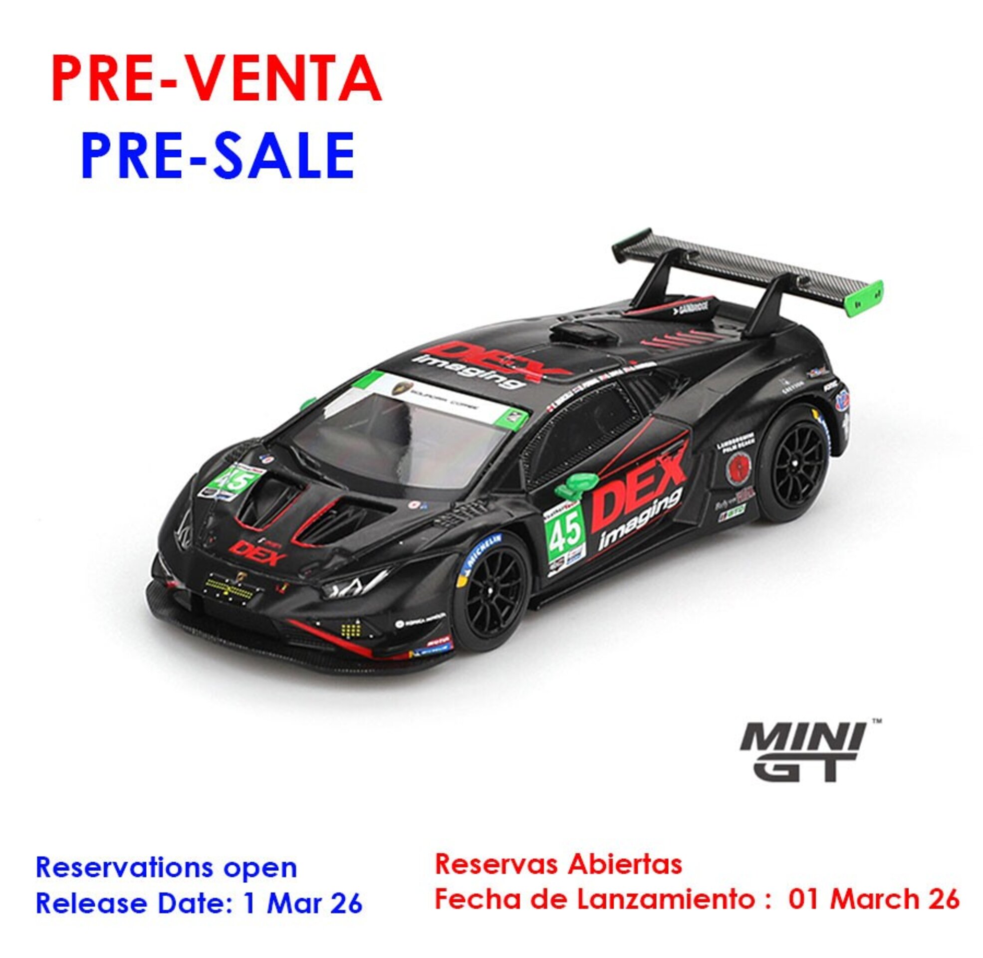 (PRE VENTA) 1:64 LAMBORGHINI HURACAN GT3 EVO  2 #45 DEX IMAGING DAYTONA 24 HRS - 1
