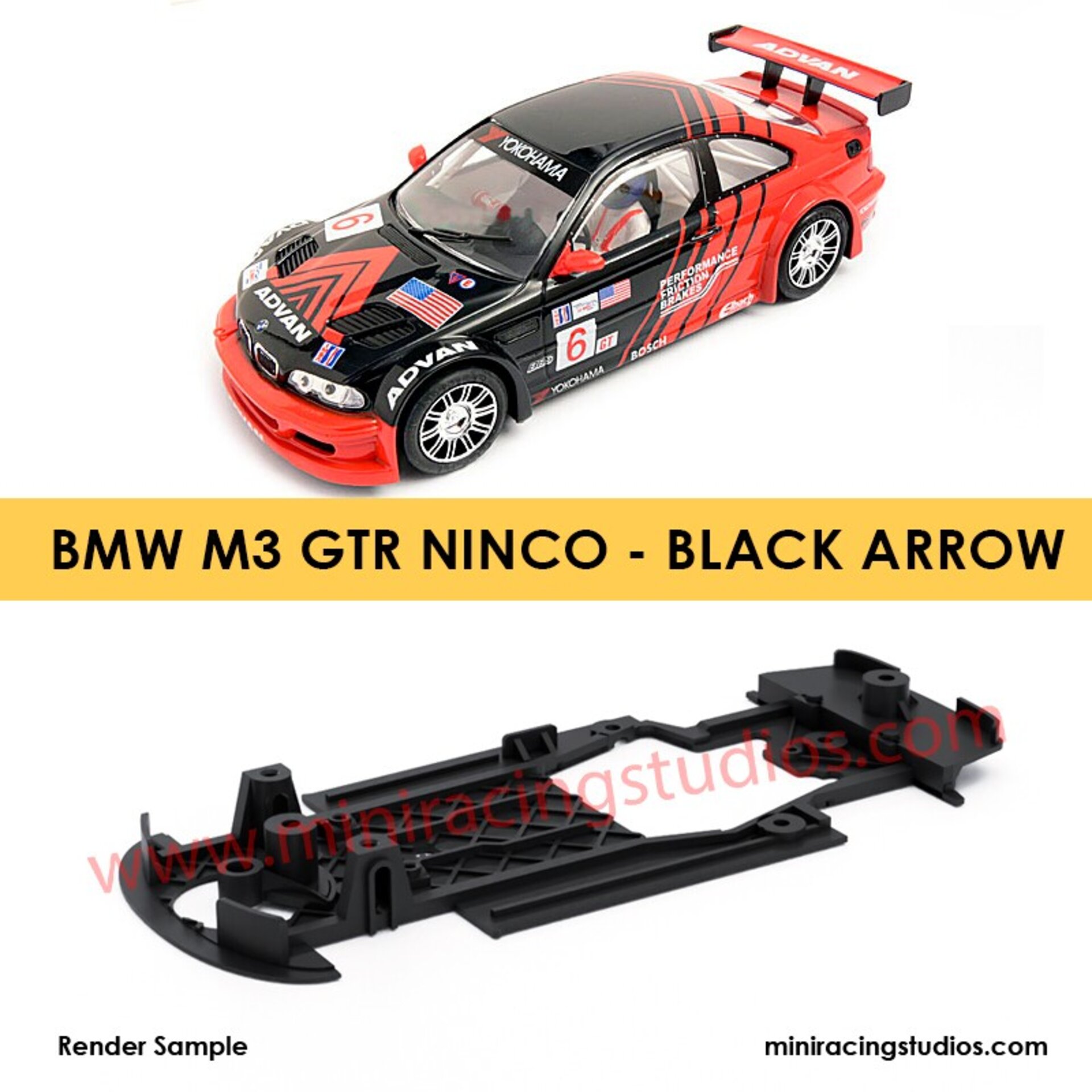 Chasis BMW M3 GTR de Ninco compatible con Slot.it o Black Arrow - 4