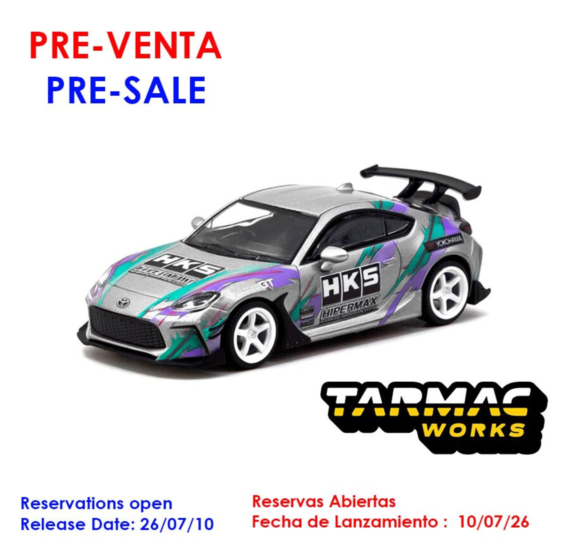 (PRE VENTA) 1:64 TOYOTA GR86 GREY IN A HKS LIMITED TIN CAN 2024 TARMAC WORKS - 1