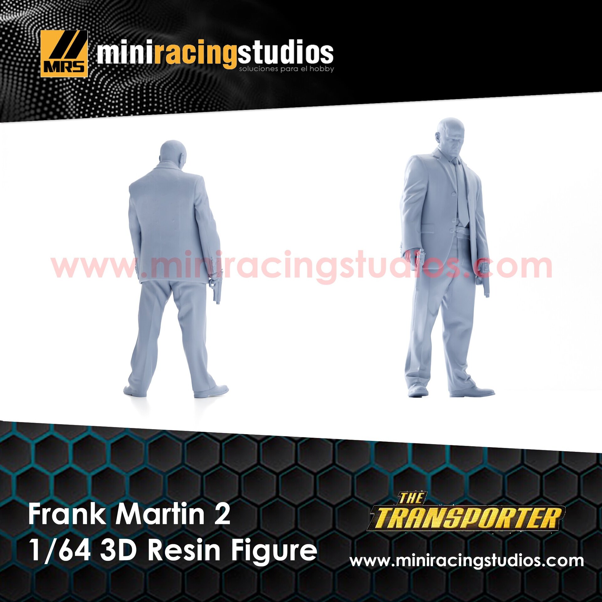 Figura Frank Martin 2 Transporter 1/64 en Resina sin Pintar | MiniRacing64 - 1